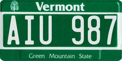 VT license plate AIU987