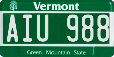 VT license plate AIU988