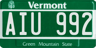 VT license plate AIU992