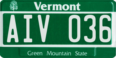 VT license plate AIV036