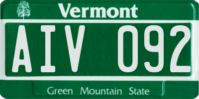 VT license plate AIV092