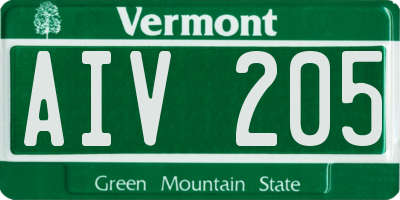 VT license plate AIV205