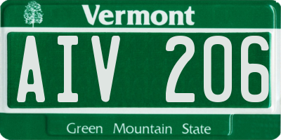 VT license plate AIV206