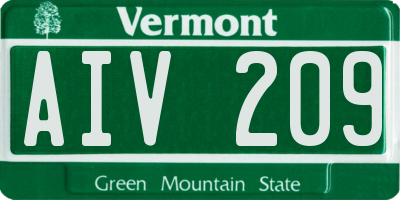 VT license plate AIV209