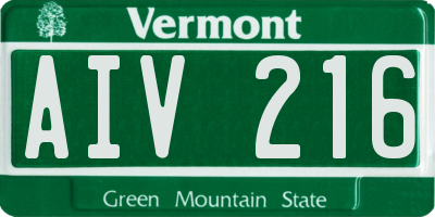 VT license plate AIV216