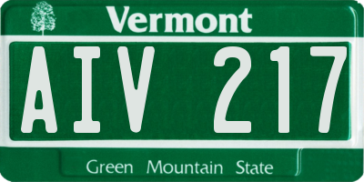 VT license plate AIV217