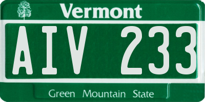 VT license plate AIV233