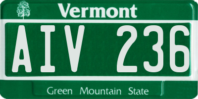 VT license plate AIV236