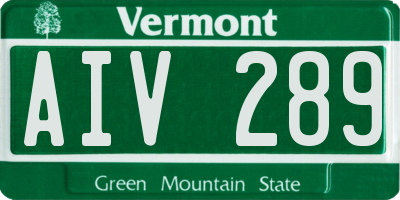 VT license plate AIV289