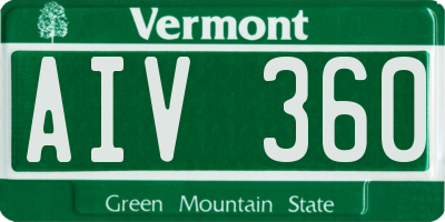 VT license plate AIV360