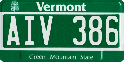 VT license plate AIV386