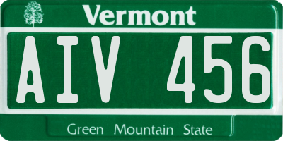 VT license plate AIV456