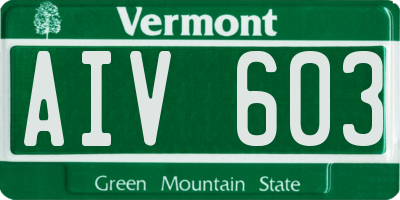 VT license plate AIV603