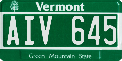 VT license plate AIV645