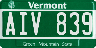 VT license plate AIV839