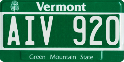 VT license plate AIV920