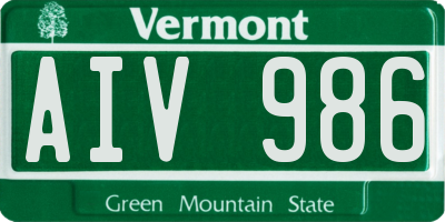 VT license plate AIV986