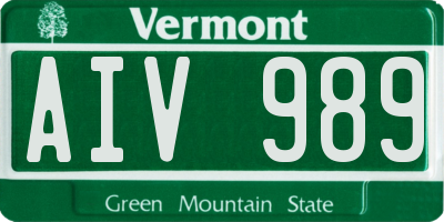 VT license plate AIV989