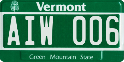 VT license plate AIW006