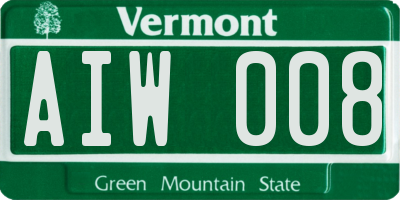 VT license plate AIW008