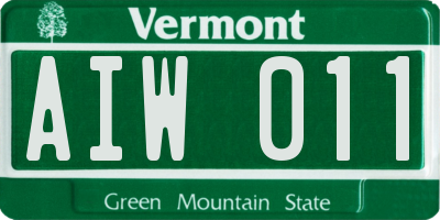 VT license plate AIW011