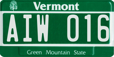 VT license plate AIW016