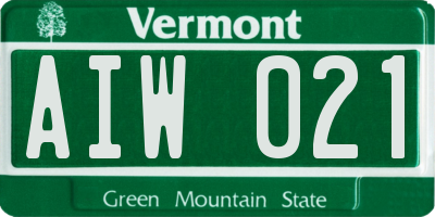VT license plate AIW021