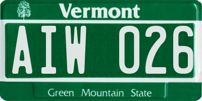 VT license plate AIW026