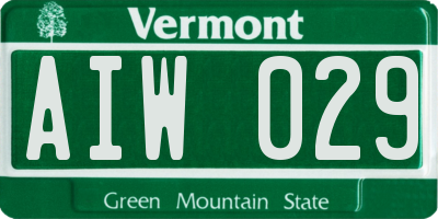 VT license plate AIW029