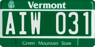 VT license plate AIW031