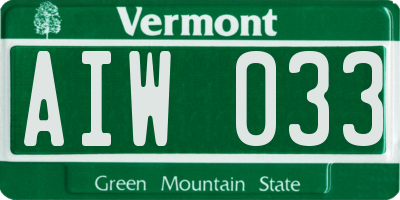 VT license plate AIW033