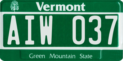 VT license plate AIW037