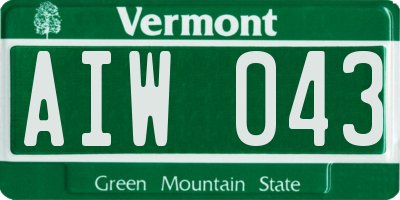 VT license plate AIW043