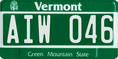 VT license plate AIW046