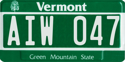 VT license plate AIW047