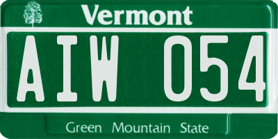 VT license plate AIW054
