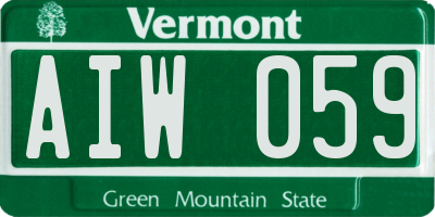 VT license plate AIW059