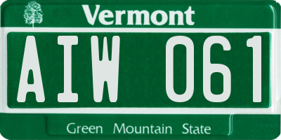 VT license plate AIW061