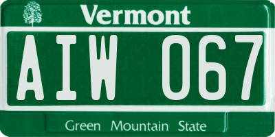 VT license plate AIW067