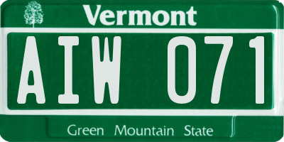 VT license plate AIW071