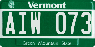 VT license plate AIW073