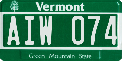 VT license plate AIW074