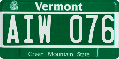 VT license plate AIW076