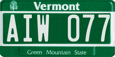 VT license plate AIW077