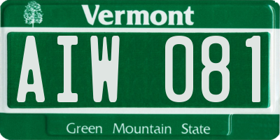 VT license plate AIW081