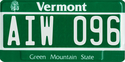 VT license plate AIW096