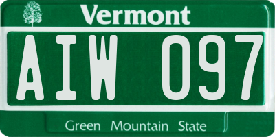 VT license plate AIW097