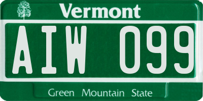 VT license plate AIW099