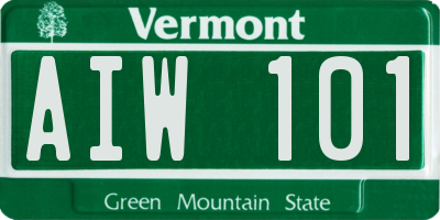 VT license plate AIW101