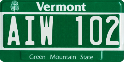VT license plate AIW102